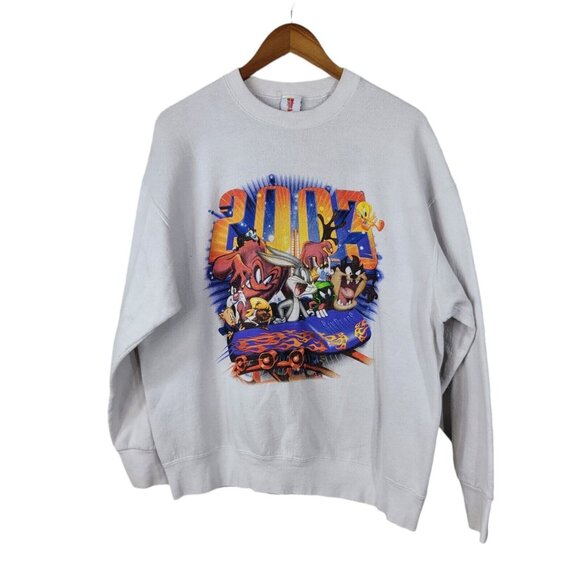 Vintage Y2K Looney Tunes Warner Brothers Crewneck Sweatshirt XL Rollercoaster - Picture 1 of 6
